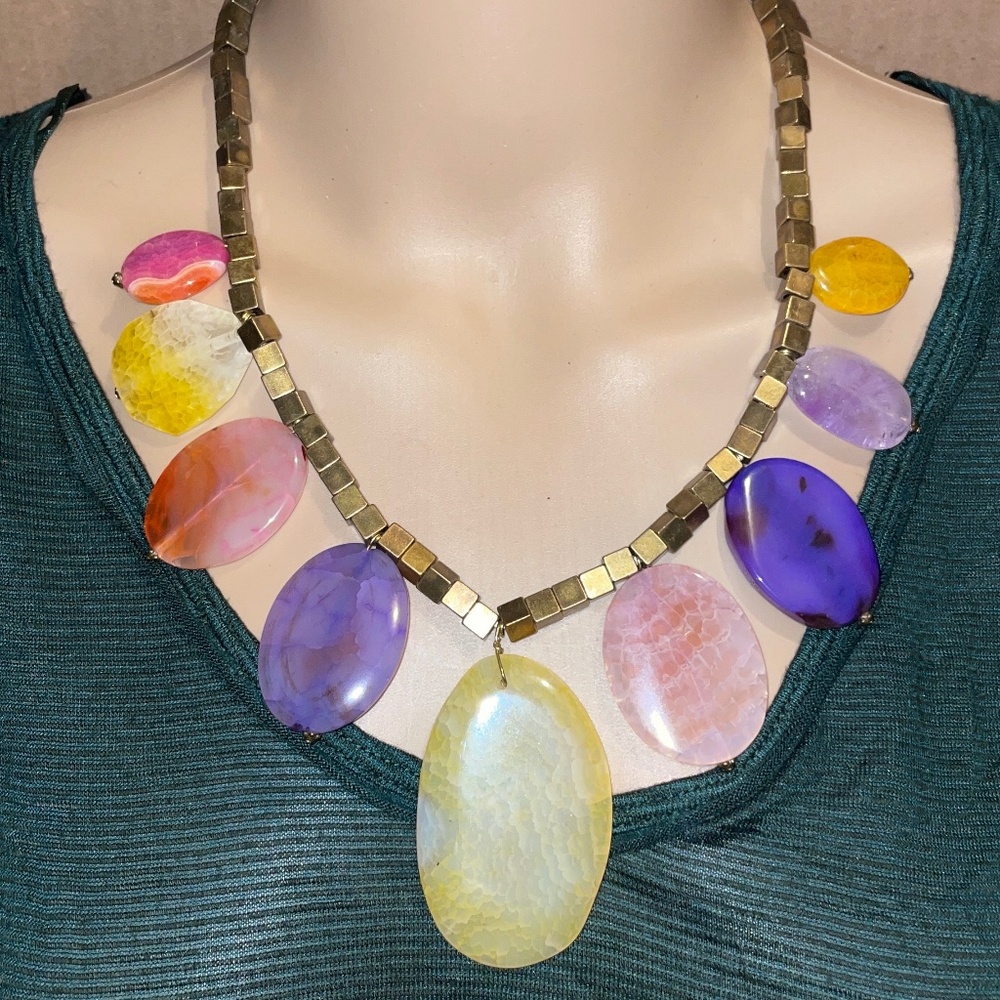 Anthropologie Mimi Scholer Agate Stone Statement Necklace